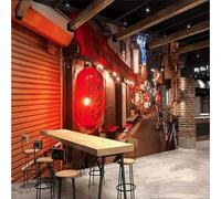 XLMING Retro Paisaje Nocturno Arquitectura Calle Restaurante Bar De Sushi 3D Papel Pintado Tapiz Textura de Seda Oficina Comedor Sofá Dormitorio Sala Estar TV Fondo Pantalla-400cm×280cm