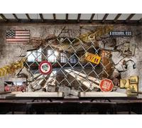 XLMING Retro Pared De Ladrillo Tridimensional Arquitectura Estilo Industrial Papel Pintado 3D Seda De Lujo Pared Estudio Comedor Sofa Dormitorio Madera Salon Tv Decorativo-350cm×256cm