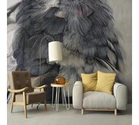 XLMING Retro Pintado A Mano Abstracto Arte Colorido Plumas 3D Papel Pintado Tapiz Textura de Seda Oficina Comedor Sofá Dormitorio Sala Estar TV Fondo Pantalla-350cm×256cm