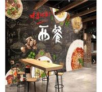 XLMING Retro Pintado A Mano Comida Fideos Tomates Restaurante 3D Papel Pintado Tapiz Textura de Seda Oficina Comedor Sofá Dormitorio Sala Estar TV Fondo Pantalla-300cm×210cm