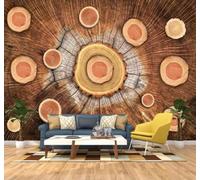 XLMING Retro Tridimensional Aro De Madera Vetas Original Papel Pintado 3D Seda De Lujo Pared Estudio Comedor Sofa Dormitorio Madera Salon Tv Decorativo-400cm×280cm
