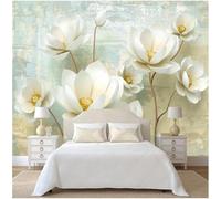 XLMING Retro Tridimensional Blanco Floral Arte 3D Papel Pintado Pared Premium Textura Seda Estudio Comedor Vinilos Dormitorio Sofás TV Cocina-200cm×140cm