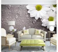 XLMING Retro Tridimensional Blanco Flores Gotas De Agua 3D Papel Pintado Tapiz Textura de Seda Oficina Comedor Sofá Dormitorio Sala Estar TV Fondo Pantalla-430cm×300cm