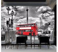 XLMING Retro Tridimensional Blanco Y Negro Arquitectura Coche 3D Papel Pintado Tapiz Textura de Seda Oficina Comedor Sofá Dormitorio Sala Estar TV Fondo Pantalla-400cm×280cm