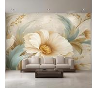 XLMING Retro Tridimensional Planta Flor Efecto Mármol 3D Papel Pintado Lujo Casa Sala Decoración Estar Comedor Sofá Dormitorio TV Fondo de Pared-400cm×280cm