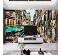 XLMING Retro Tridimensional Ríos Ciudades Arquitectura 3D Papel Pintado Lujo Casa Sala Decoración Estar Comedor Sofá Dormitorio TV Fondo de Pared-200cm×140cm