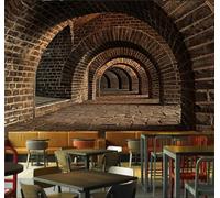 XLMING Retro Tridimensional Túnel Extensión Espacial Arte 3D Papel Pintado Tapiz Textura de Seda Oficina Comedor Sofá Dormitorio Sala Estar TV Fondo Pantalla-300cm×210cm