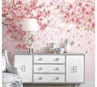 XLMING Romántico Estilo Rústico Mariposas Rosa Flores 3D Papel Pintado Tapiz Textura de Seda Oficina Comedor Sofá Dormitorio Sala Estar TV Fondo Pantalla-430cm×300cm