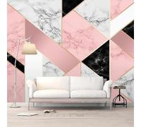 XLMING Sencillo Blanco Y Negro Rosa Geométrico Imitación Mármol 3D Papel Pintado Lujo Casa Sala Decoración Estar Comedor Sofá Dormitorio TV Fondo de Pared-300cm×210cm
