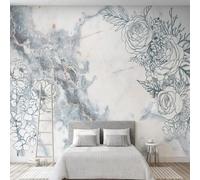 XLMING Sencillo Bonito Tridimensional Relieve Flores Imitación Mármol 3D Papel Pintado Pared Premium Textura Seda Estudio Comedor Vinilos Dormitorio Sofás TV Cocina-250cm×170cm