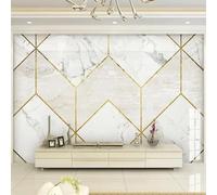 XLMING Sencillo Geométrico Dorado Líneas Imitación Mármol 3D Papel Pintado Lujo Casa Sala Decoración Estar Comedor Sofá Dormitorio TV Fondo de Pared-350cm×256cm