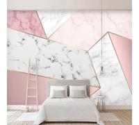 XLMING Sencillo Geométrico Rosa Imitación Mármol Arte 3D Papel Pintado Lujo Casa Sala Decoración Estar Comedor Sofá Dormitorio TV Fondo de Pared-350cm×256cm