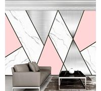 XLMING Sencillo Rosa Geométrico Imitación Mármol Arte 3D Papel Pintado Lujo Casa Sala Decoración Estar Comedor Sofá Dormitorio TV Fondo de Pared-300cm×210cm