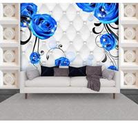 XLMING Simple Flores Azules Paquete Suave 3D Papel Pintado Tapiz Textura de Seda Oficina Comedor Sofá Dormitorio Sala Estar TV Fondo Pantalla-150cm×105cm