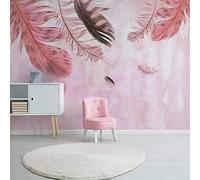 XLMING Simple Stereo Pink Feather Art 3D Papel Pintado Seda Texturizada Primera Calidad Sala De Estar Sofá Dormitorio Comedor Hogar Pared-350cm×256cm