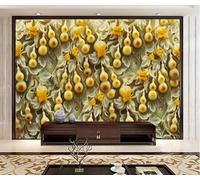 XLMING Talla De Jade Botánica Calabaza Mariposa Arte 3D Papel Pintado Tapiz Textura de Seda Oficina Comedor Sofá Dormitorio Sala Estar TV Fondo Pantalla-400cm×280cm