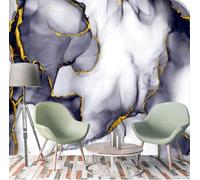 XLMING Técnica Abstracta De Lavado De Tinta Con Textura Dorada Efecto Mármol 3D Papel Pintado Lujo Casa Sala Decoración Estar Comedor Sofá Dormitorio TV Fondo de Pared-150cm×105cm