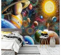 XLMING Térdico Dibujos Animados Bello Planeta Universo 3D Papel Pintado Tapiz Textura de Seda Oficina Comedor Sofá Dormitorio Sala Estar TV Fondo Pantalla-350cm×256cm
