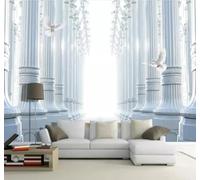 XLMING Términos: Tridimensional Geométrico Columnas Extensión Espacial Paloma Blanca 3D Papel Pintado Tapiz Textura de Seda Oficina Comedor Sofá Dormitorio Sala Estar TV Fondo Pantalla-400cm×280cm
