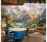 XLMING Términos: Tridimensional Majestuoso Montañas Y Ríos Águila Paisaje 3D Papel Pintado Lujo Casa Sala Decoración Estar Comedor Sofá Dormitorio TV Fondo de Pared-200cm×140cm