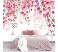 XLMING Tinta China Dibujado A Mano Rosa Floral Mariposa 3D Papel Pintado Pared Premium Textura Seda Estudio Comedor Vinilos Dormitorio Sofás TV Cocina-200cm×140cm