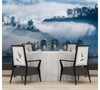 XLMING Tinta China Paisajes Bosques Niebla Blanca Paisajes Papel Pintado 3D Seda De Lujo Pared Estudio Comedor Sofa Dormitorio Madera Salon Tv Decorativo-300cm×210cm