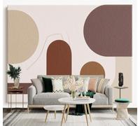 XLMING Tonos Tierra Abstracto Minimalista Formas Geométricas Arte 3D Papel Pintado Tapiz Textura de Seda Oficina Comedor Sofá Dormitorio Sala Estar TV Fondo Pantalla-400cm×280cm