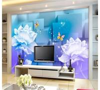 XLMING Transparente Flores Elegante Morado Geométrico Cuadrados 3D Papel Pintado Tapiz Textura de Seda Oficina Comedor Sofá Dormitorio Sala Estar TV Fondo Pantalla-350cm×256cm