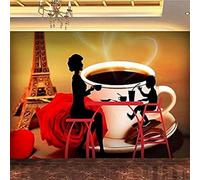 XLMING Tridimensional Arquitectura Café Personas Flores 3D Papel Pintado Lujo Casa Sala Decoración Estar Comedor Sofá Dormitorio TV Fondo de Pared-250cm×170cm
