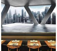 XLMING Tridimensional Arquitectura Urbana Extensión Espacial Restaurante Cafetería Papel Pintado 3D Seda De Lujo Pared Estudio Comedor Sofa Dormitorio Madera Salon Tv Decorativo-150cm×105cm