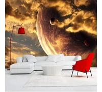 XLMING Tridimensional Atardecer Amarillo Nubes Cielo Estrellado Universo 3D Papel Pintado Tapiz Textura de Seda Oficina Comedor Sofá Dormitorio Sala Estar TV Fondo Pantalla-430cm×300cm