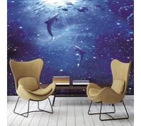 XLMING Tridimensional Azul Mar Delfines Arte 3D Papel Pintado Lujo Casa Sala Decoración Estar Comedor Sofá Dormitorio TV Fondo de Pared-150cm×105cm