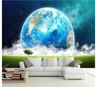XLMING Tridimensional Azul Universo Cielo Estrellado Tierra 3D Papel Pintado Lujo Casa Sala Decoración Estar Comedor Sofá Dormitorio TV Fondo de Pared-350cm×256cm