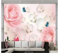 XLMING Tridimensional Bonito Rosa Mariposa 3D Papel Pintado Pared Premium Textura Seda Estudio Comedor Vinilos Dormitorio Sofás TV Cocina-200cm×140cm