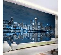 XLMING Tridimensional Ciudad Arquitectura Paisaje Nocturno Reflejos 3D Papel Pintado Lujo Casa Sala Decoración Estar Comedor Sofá Dormitorio TV Fondo de Pared-400cm×280cm