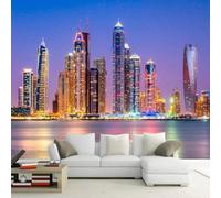 XLMING Tridimensional Ciudad Arquitectura Río Paisaje Nocturno 3D Papel Pintado Lujo Casa Sala Decoración Estar Comedor Sofá Dormitorio TV Fondo de Pared-350cm×256cm
