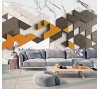 XLMING Tridimensional Colorido Triángulos Geométrico Imitación Mármol 3D Papel Pintado Lujo Casa Sala Decoración Estar Comedor Sofá Dormitorio TV Fondo de Pared-400cm×280cm