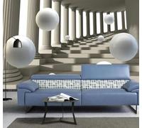 XLMING Tridimensional Columnas Romanas Escaleras Esferas Ampliación Del Espacio 3D Papel Pintado Lujo Casa Sala Decoración Estar Comedor Sofá Dormitorio TV Fondo de Pared-150cm×105cm