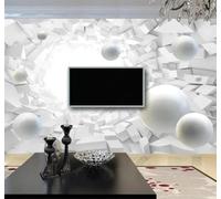 XLMING Tridimensional Esfera Abstracto Túnel Extensión Espacial Papel Pintado 3D Seda De Lujo Pared Estudio Comedor Sofa Dormitorio Madera Salon Tv Decorativo-150cm×105cm