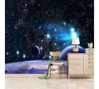 XLMING Tridimensional Espacio Cosmos Planetas Estrellas 3D Papel Pintado Tapiz Textura de Seda Oficina Comedor Sofá Dormitorio Sala Estar TV Fondo Pantalla-350cm×256cm