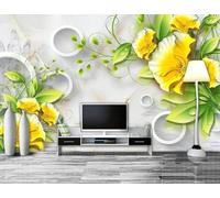 XLMING Tridimensional Geométrico Redondo Flor Imitación Mármol 3D Papel Pintado Lujo Casa Sala Decoración Estar Comedor Sofá Dormitorio TV Fondo de Pared-200cm×140cm