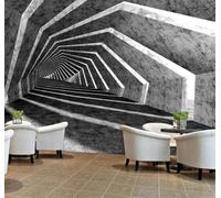 XLMING Tridimensional Gris Geométrico Túnel Extensión Espacial 3D Papel Pintado Lujo Casa Sala Decoración Estar Comedor Sofá Dormitorio TV Fondo de Pared-200cm×140cm