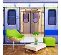 XLMING Tridimensional Metro Tren Vagón Metal Luces 3D Papel Pintado Tapiz Textura de Seda Oficina Comedor Sofá Dormitorio Sala Estar TV Fondo Pantalla-250cm×170cm