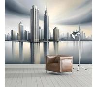 XLMING Tridimensional Minimalista Ciudad Arquitectura Río 3D Papel Pintado Lujo Casa Sala Decoración Estar Comedor Sofá Dormitorio TV Fondo de Pared-350cm×256cm