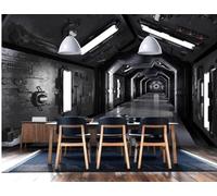 XLMING Tridimensional Negro Túnel Espacio Extensión 3D Papel Pintado Lujo Casa Sala Decoración Estar Comedor Sofá Dormitorio TV Fondo de Pared-150cm×105cm