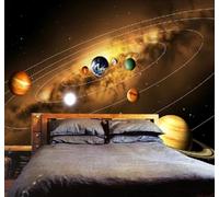 XLMING Tridimensional Universo Cielo Estrellado Planetas Original Papel Pintado 3D Seda De Lujo Pared Estudio Comedor Sofa Dormitorio Madera Salon Tv Decorativo-400cm×280cm