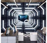 XLMING Tridimensional Universo Planeta Cápsula Espacial Ampliación Del Espacio 3D Papel Pintado Lujo Casa Sala Decoración Estar Comedor Sofá Dormitorio TV Fondo de Pared-350cm×256cm