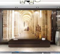 XLMING Tridimensional Vintage Arquitectura Pasillo Extensión Espacial 3D Papel Pintado Tapiz Textura de Seda Oficina Comedor Sofá Dormitorio Sala Estar TV Fondo Pantalla-350cm×256cm