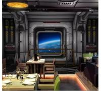 XLMING Tridimensional Vintage Nave Espacial Cielo Estrellado Universo 3D Papel Pintado Tapiz Textura de Seda Oficina Comedor Sofá Dormitorio Sala Estar TV Fondo Pantalla-350cm×256cm