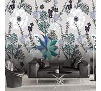 XLMING Tropical Plantas Hojas Colorido Flores Bello 3D Papel Pintado Tapiz Textura de Seda Oficina Comedor Sofá Dormitorio Sala Estar TV Fondo Pantalla-400cm×280cm